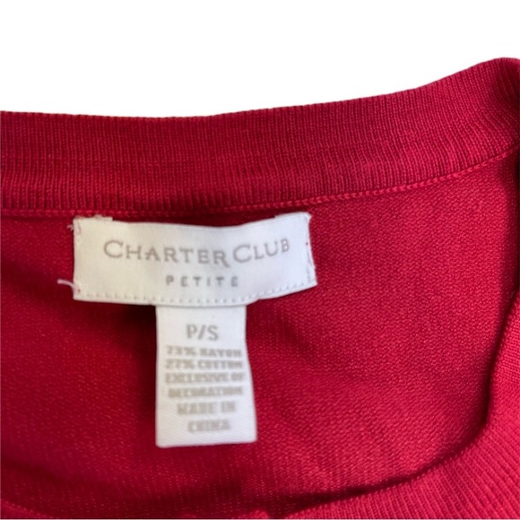 Charter Club Petite red sequin sweater womens size P/S - Picture 2 of 2